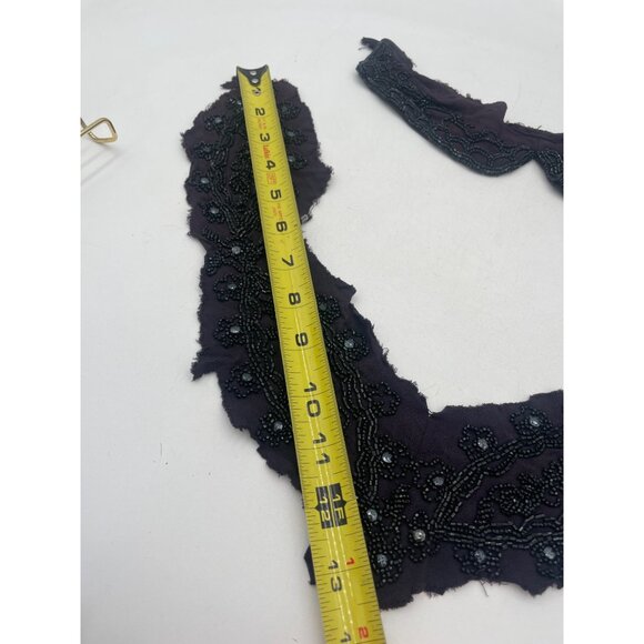 Handmade Beaded Black Lace Applique Trim For Sewing/Costume DIY Projects - Picture 9 of 11